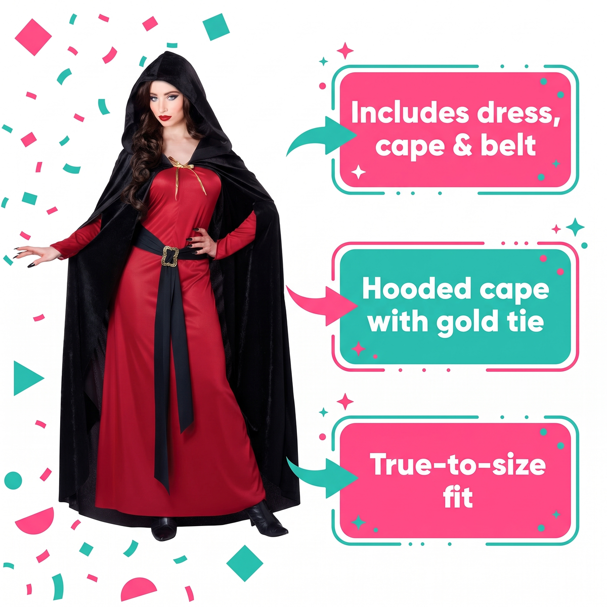 Feature highlights for the dark sorceress costume