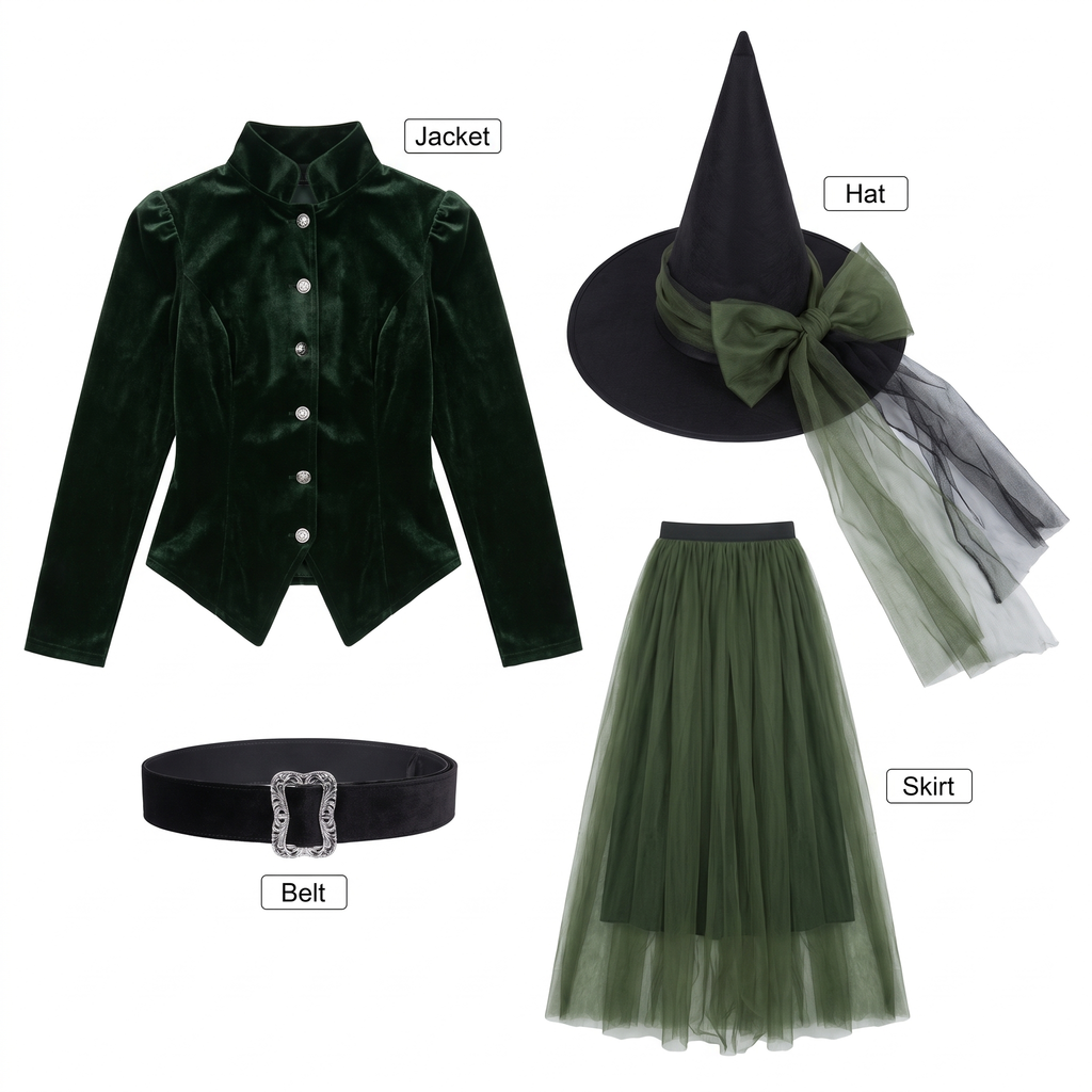What's included: jacket, skirt, belt and hat