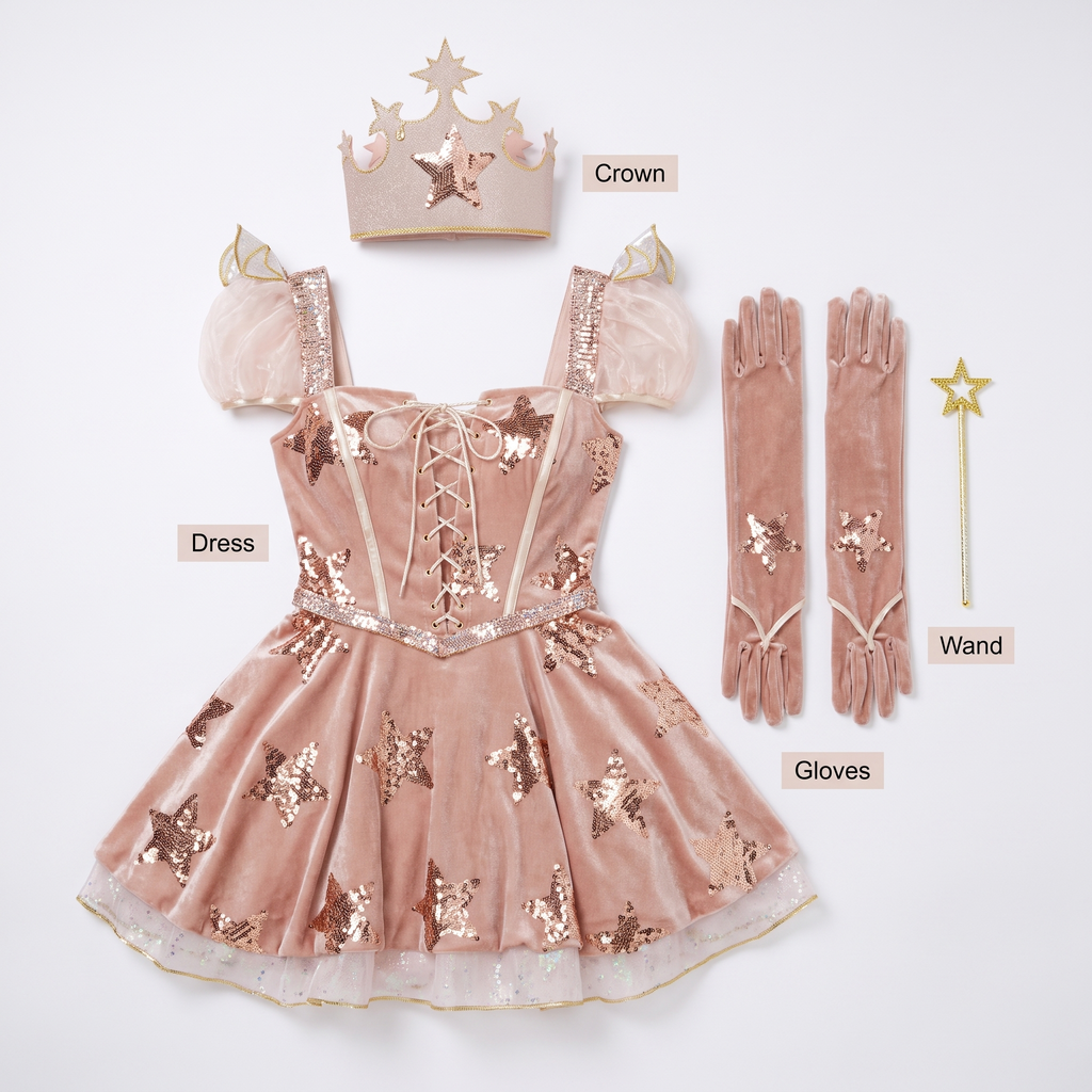 What's included: dress, crown, gloves and wand