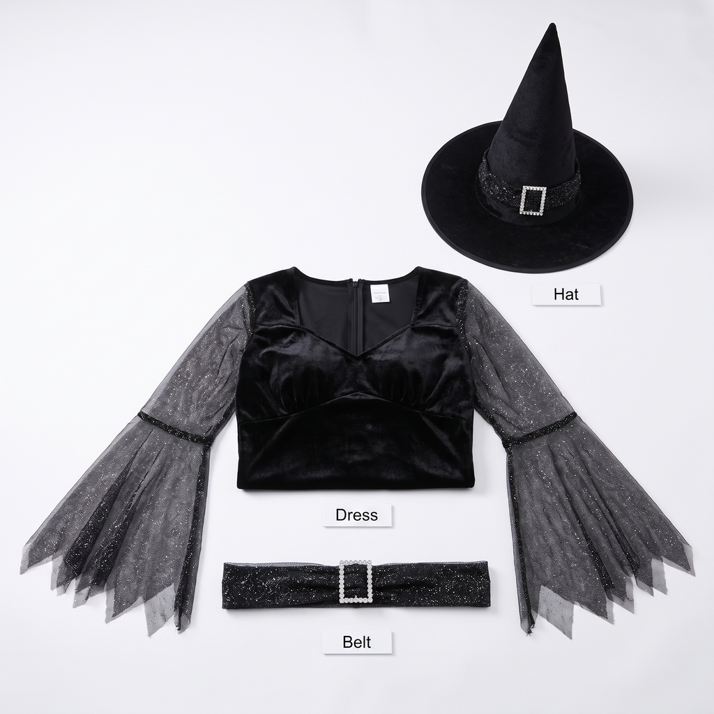 What's included: dress, belt and hat