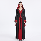 Black and red hooded robe on white background