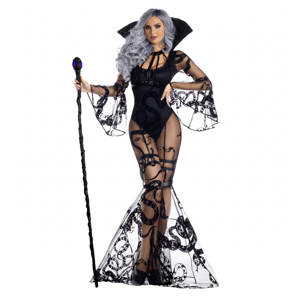 Viper sorceress costume on white background