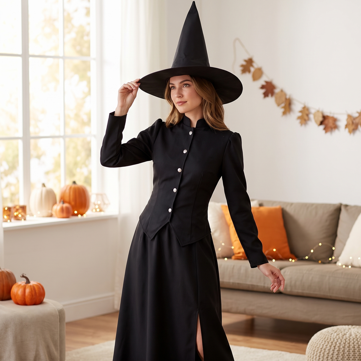 Woman wearing the classic wicked witch costume