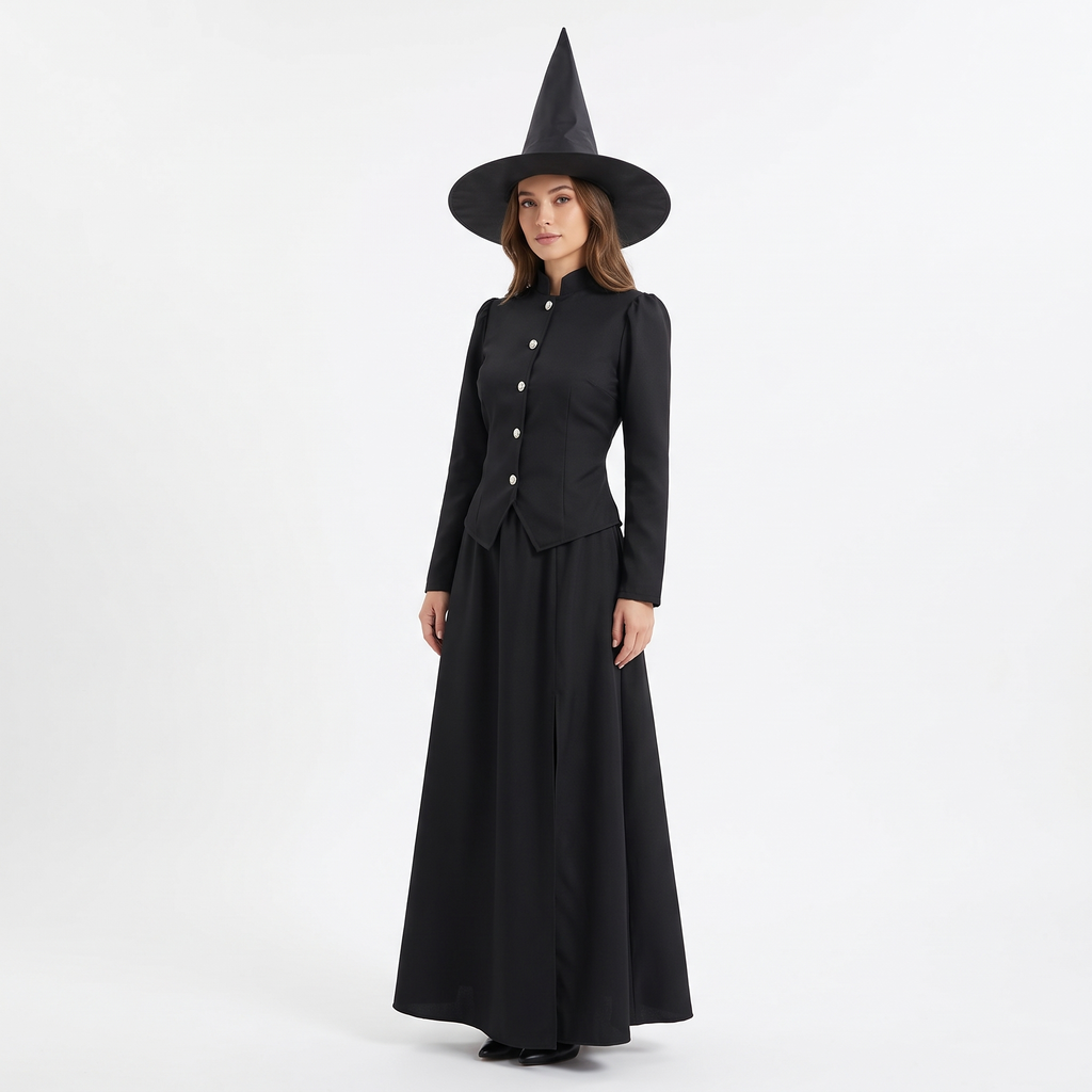 Classic wicked witch costume on white background