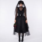 Dark and dreadful prom costume on white background