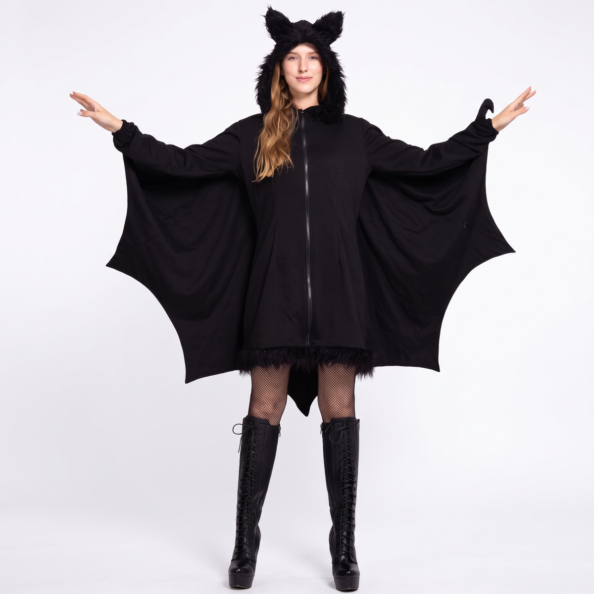 Bat hoodie costume on white background