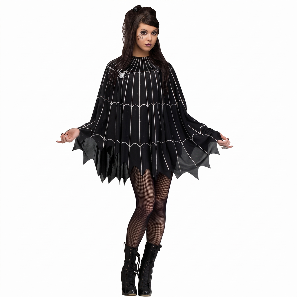 Spider web poncho on white background