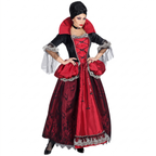 Gothic vampiress costume on white background