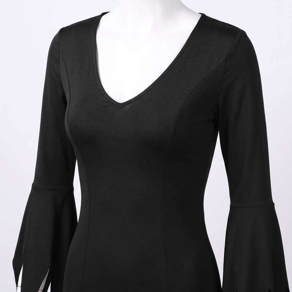 Detail of the stretch fabric and neckline