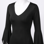 Detail of the stretch fabric and neckline