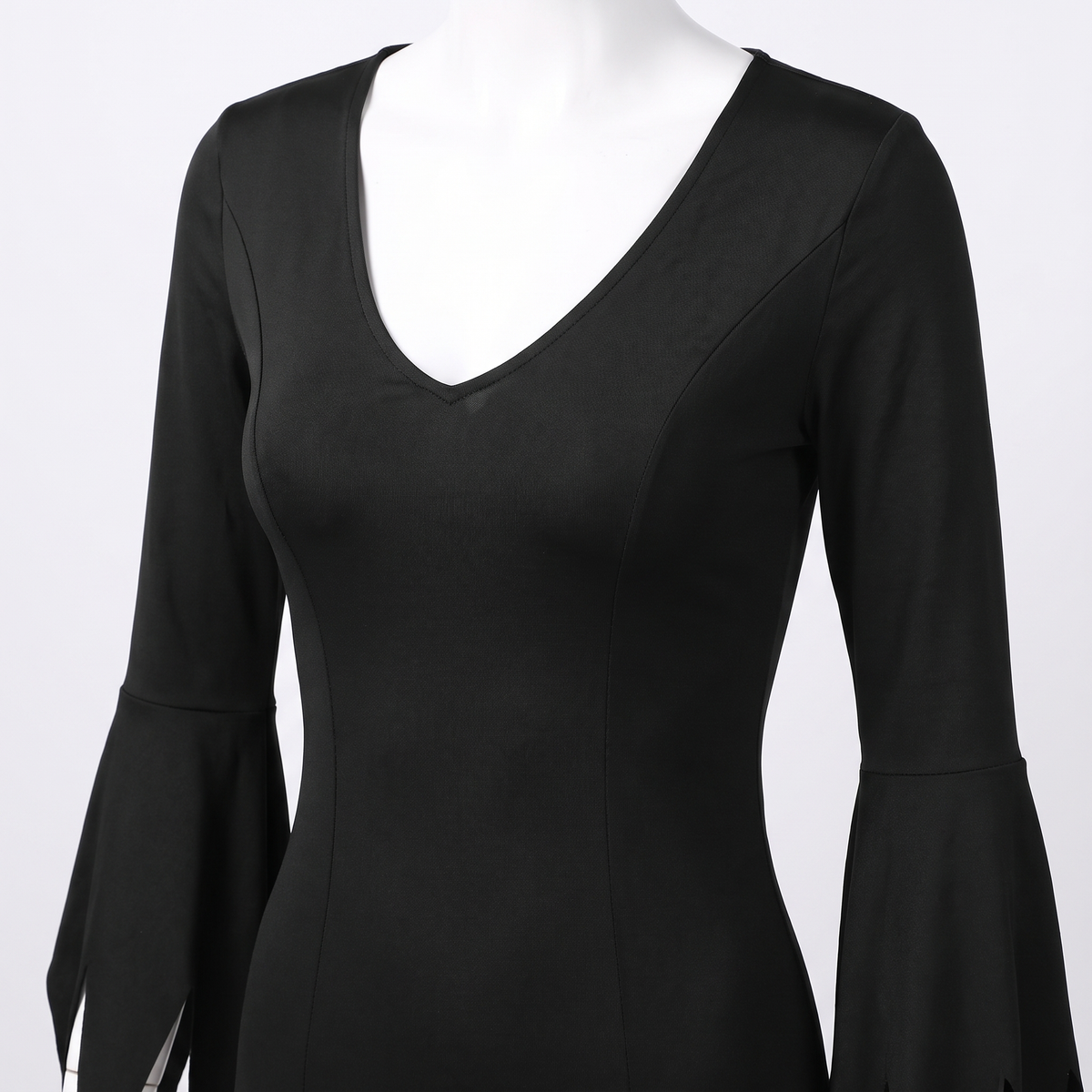 Detail of the stretch fabric and neckline