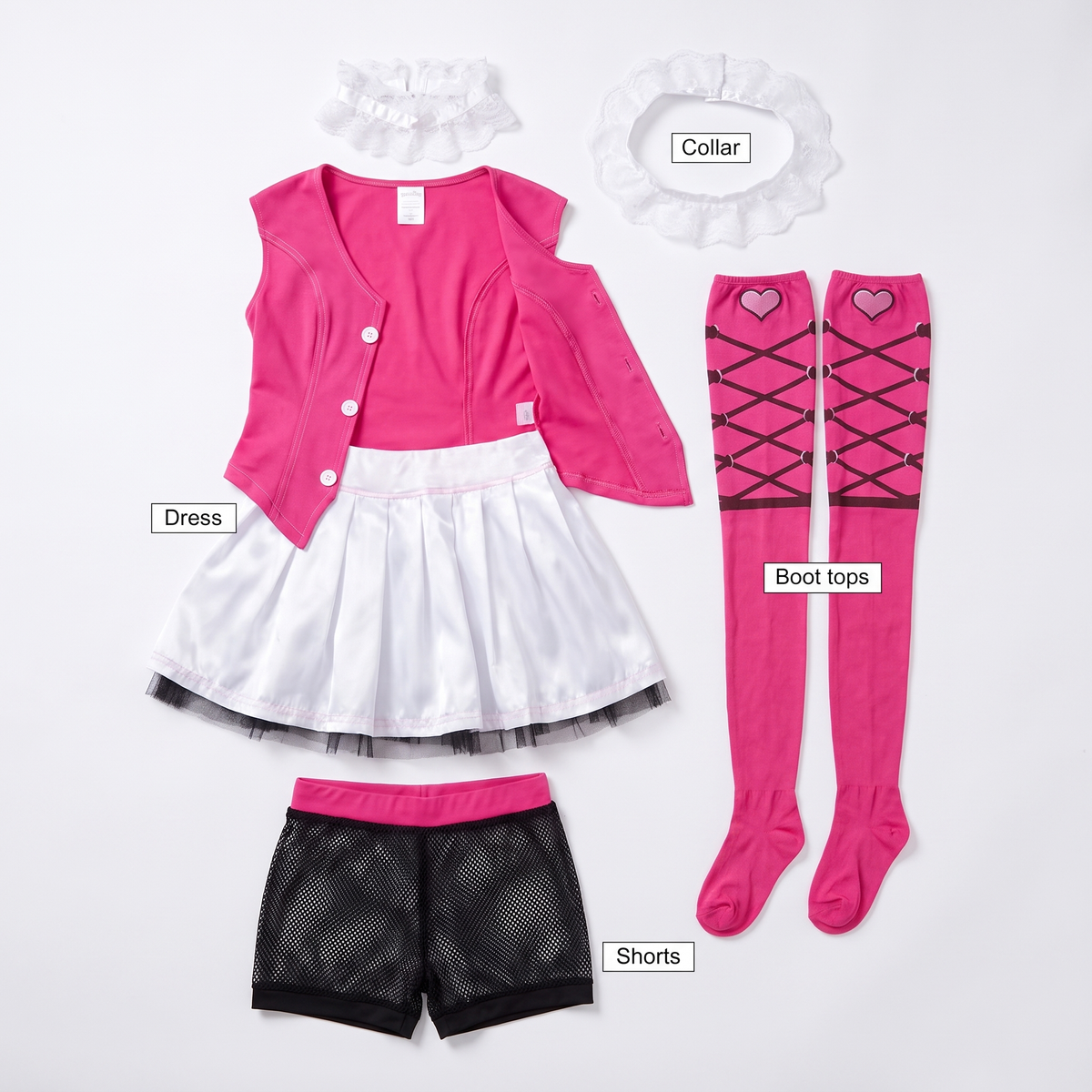 What's included: dress, collar, shorts and boot tops