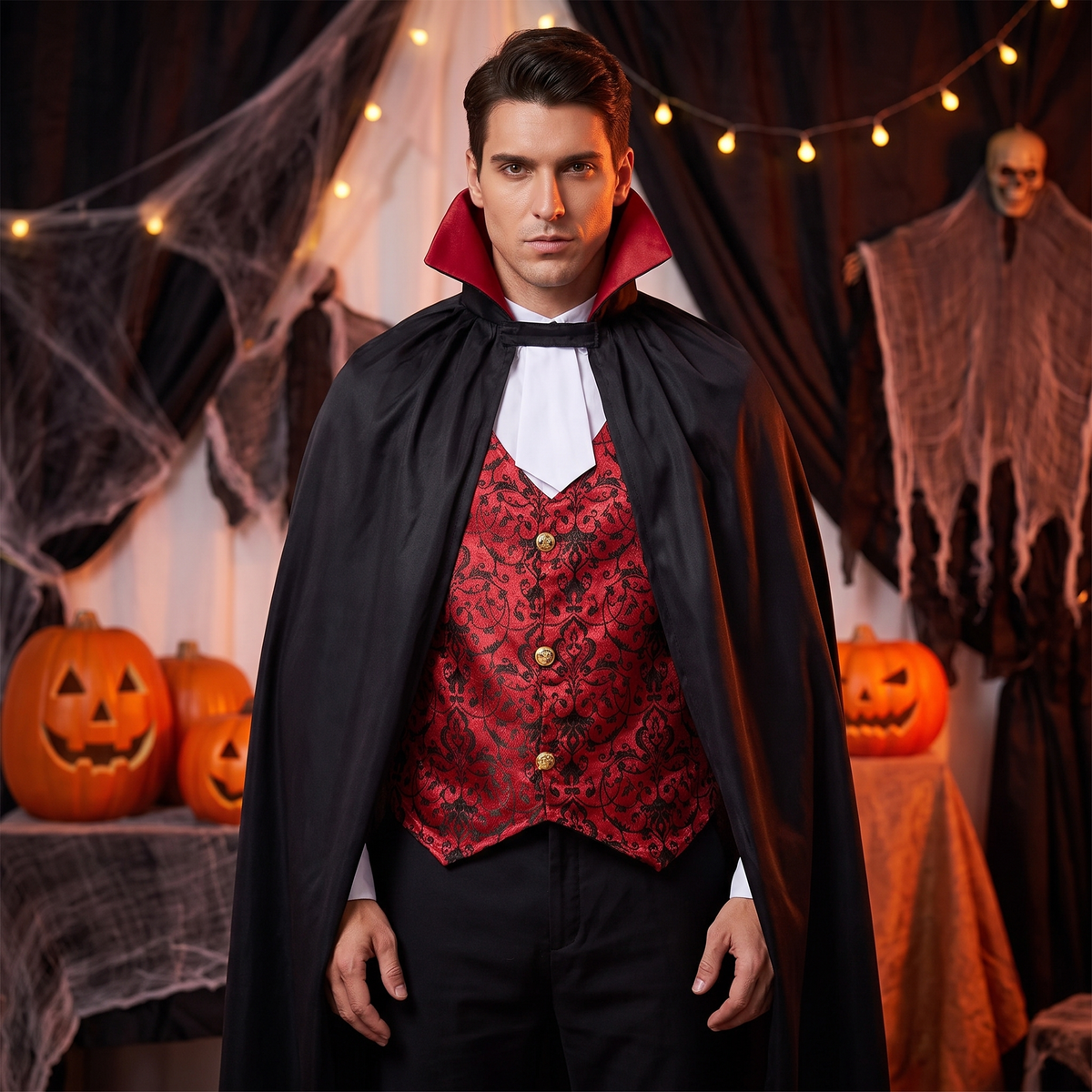 Man wearing the bloodthirsty vampire costume