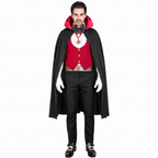 Red vest vampire costume on white background