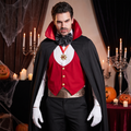 Man wearing the red vest vampire costume