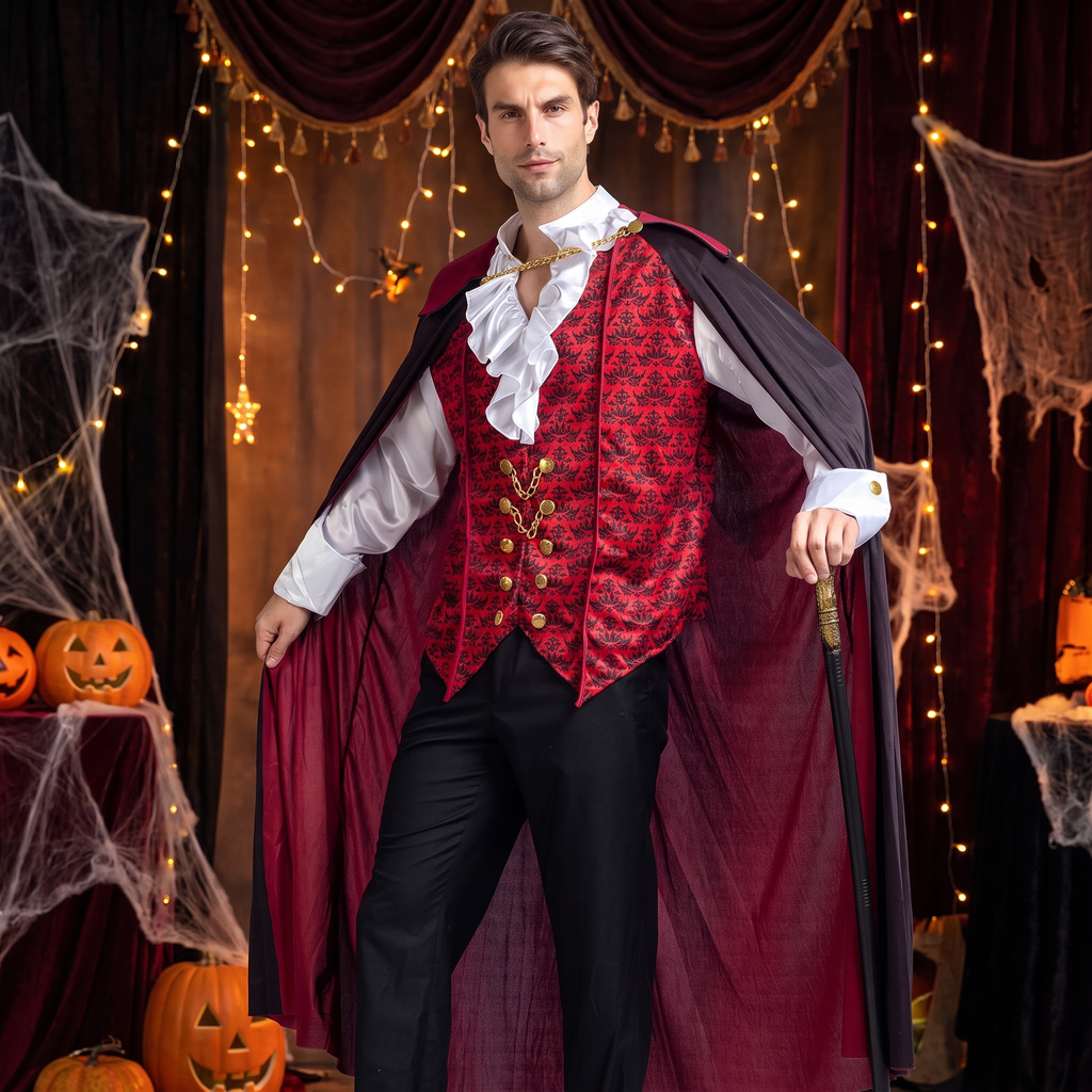 Man wearing the medieval vampire costume