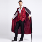 Medieval vampire costume on white background