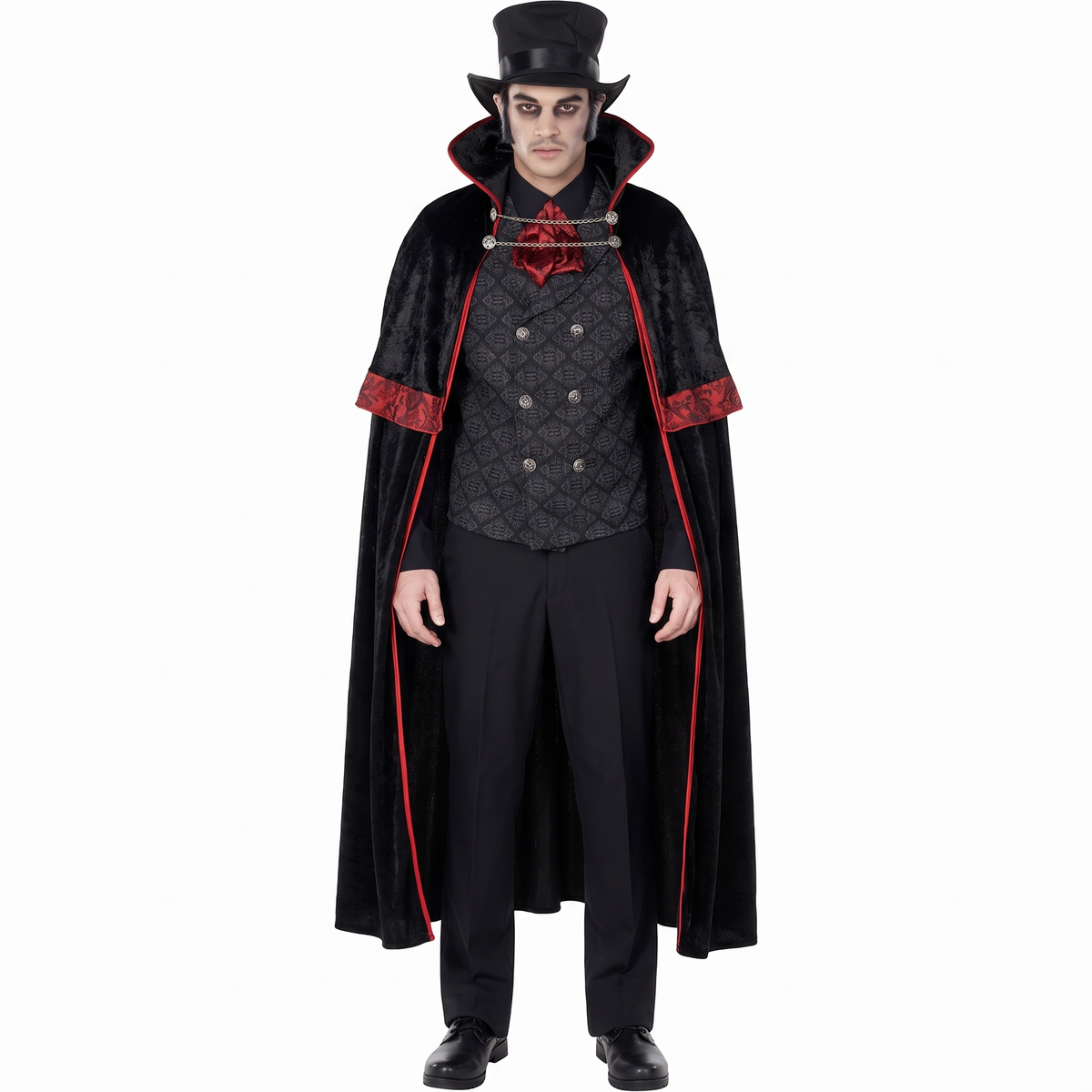 Victorian villain costume on white background