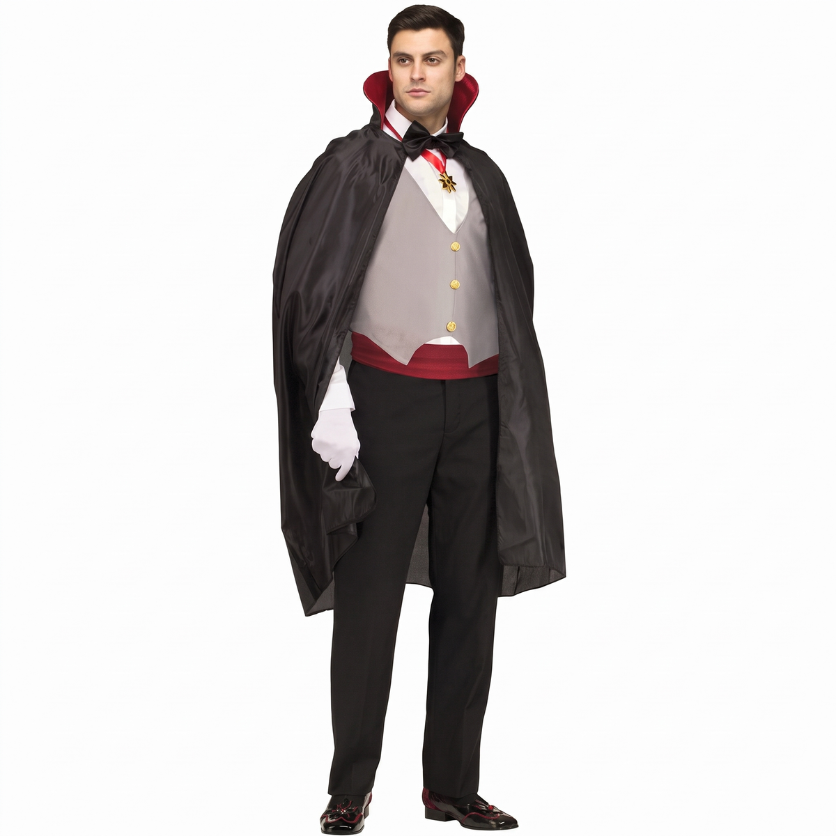 Complete vampire costume on white background