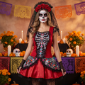 Woman wearing the Day of the Dead costume