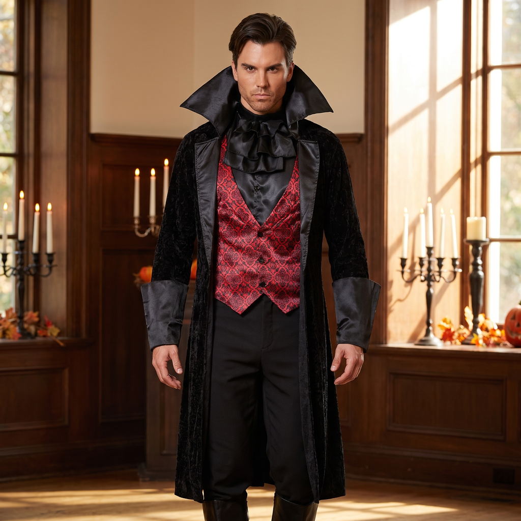 Man wearing the bloody handsome vampire costume