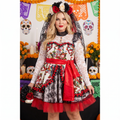 Plus-size woman wearing the La Novia Day of the Dead gown
