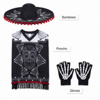 What's included: poncho, sombrero and gloves