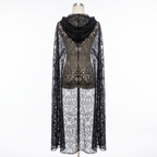 Hooded lace skull cape on white background