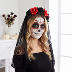Woman wearing the La Rosa gothic tiara