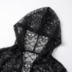Detail of the skull lace pattern and hood