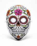 Sugar skull floral mask on white background