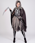 Woman wearing grim reaper deluxe costume