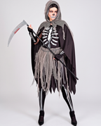 Woman wearing grim reaper deluxe costume