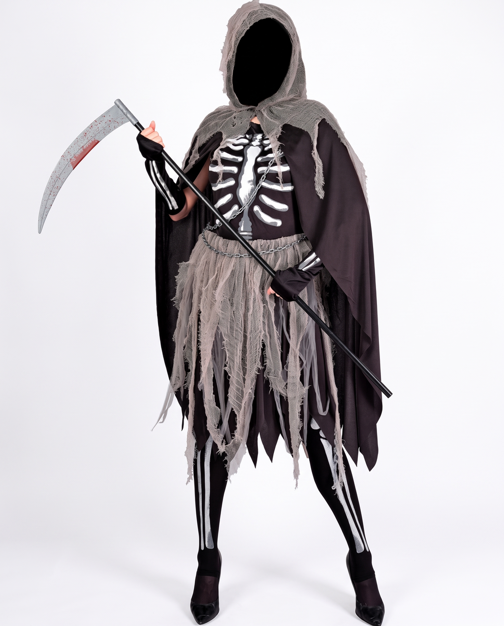Grim reaper costume on white background