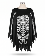 Skeleton print poncho on white background