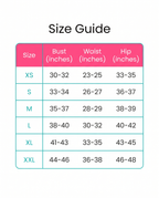 Size guide XS to XXL