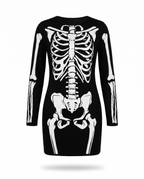 Black skeleton print dress on white background