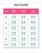 Size guide XS to XXL