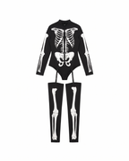 What's included flat lay of skeleton bodysuit and leg warmers