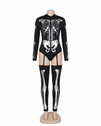 Skeleton bodysuit with leg warmers on white background