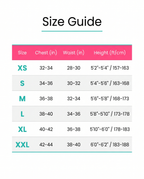 Size guide XS to XXL