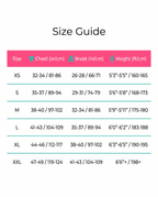 Size guide XS to XXL