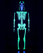 Skeleton print glowing under UV light