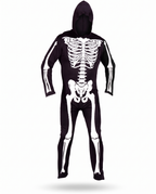Skeleton hooded jumpsuit on white background