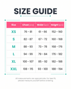 Size guide XS to XXL