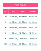 Size guide XS to XXL
