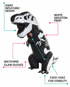 Feature callouts for inflatable T-rex costume