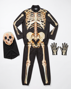 What's included flat lay of skeleton costume pieces