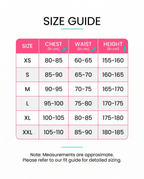 Size guide XS to XXL