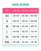 Size guide XS to XXL